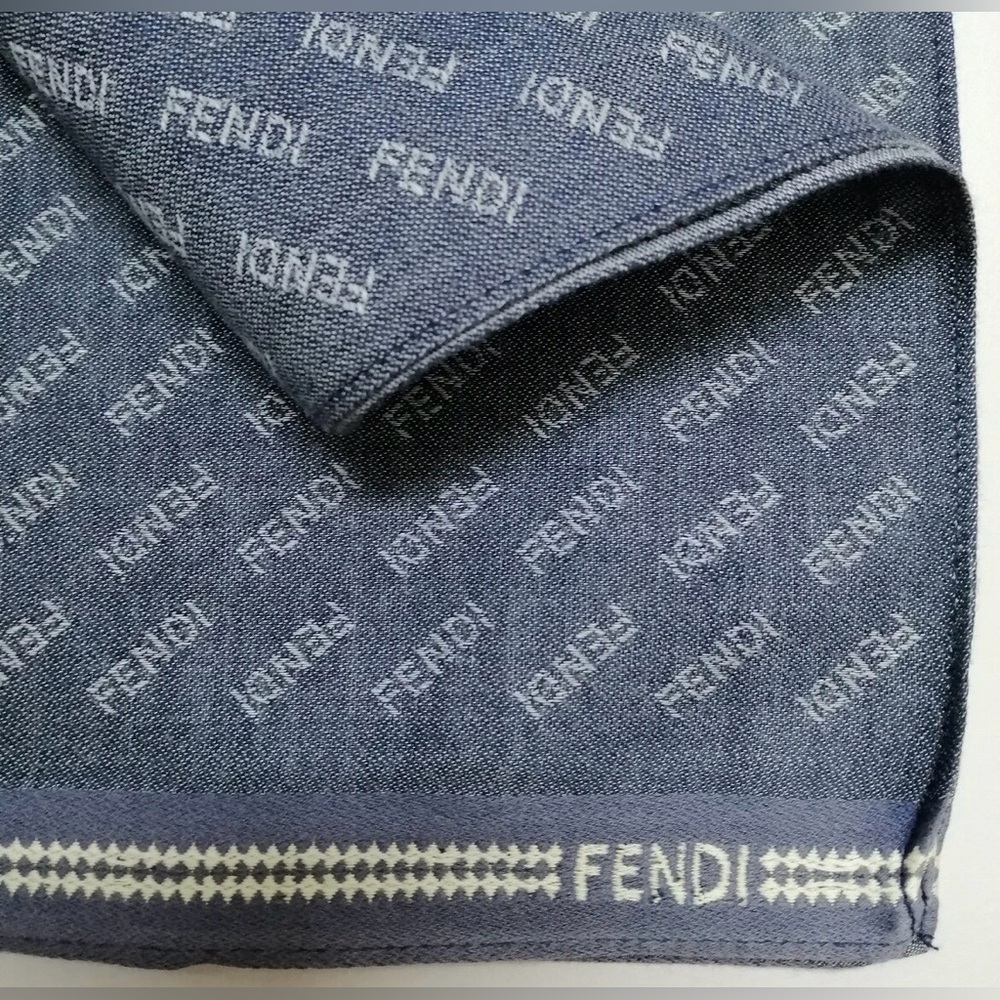 Fendi Blue Logo Monogram Scarf